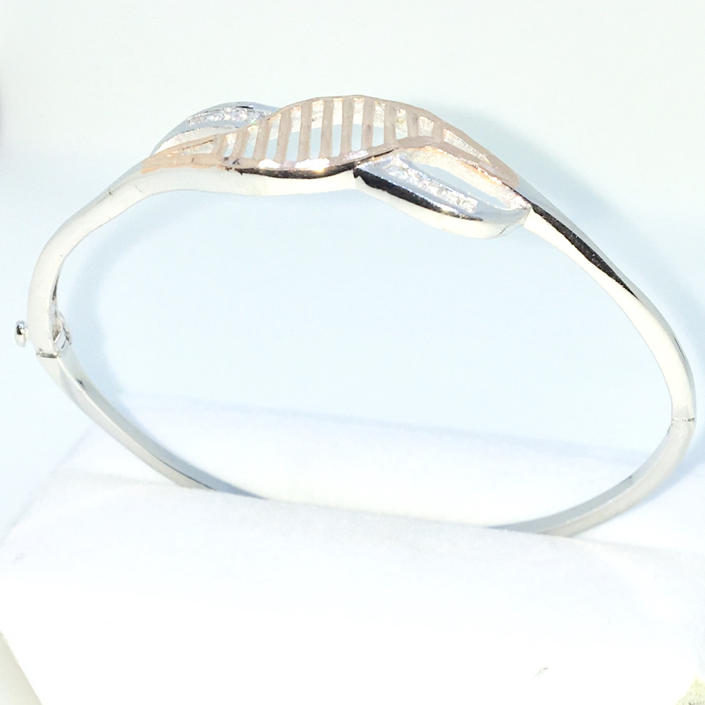 Rose Gold Silver Bangle Bracelet Curvy Design 170$
